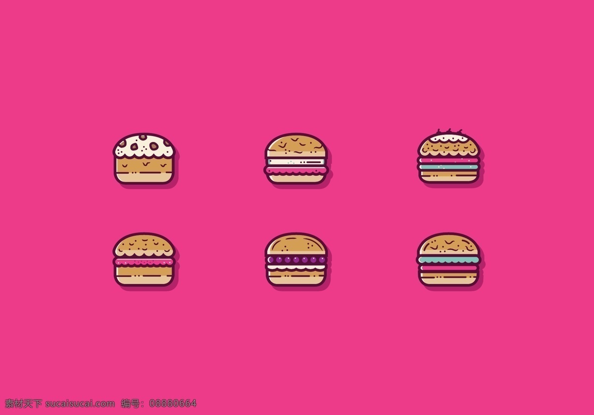 可爱 手绘 汉堡 汉堡图标 快餐食物 矢量素材 手绘插画 手绘汉堡 手绘食物
