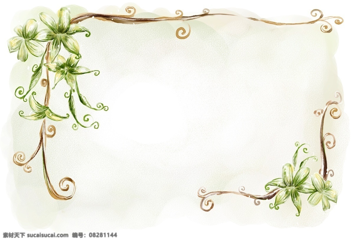 花 藤 背景 绿花 藤蔓 psd源文件