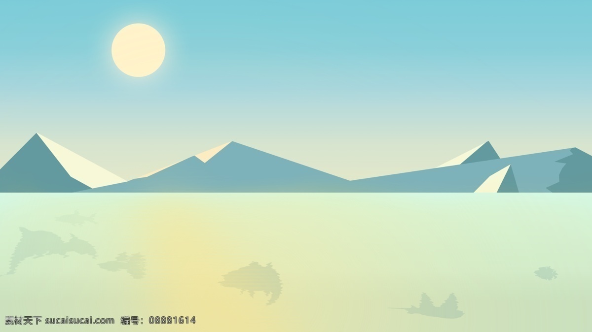 清新 山上 风景 插画 背景 太阳 背景素材 卡通背景 手绘背景 手绘 山上风景 插画背景 广告背景 psd背景