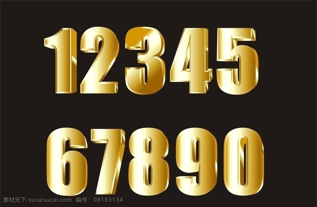 金色立体数字 金色 立体 数字 矢量素材 其他矢量 矢量