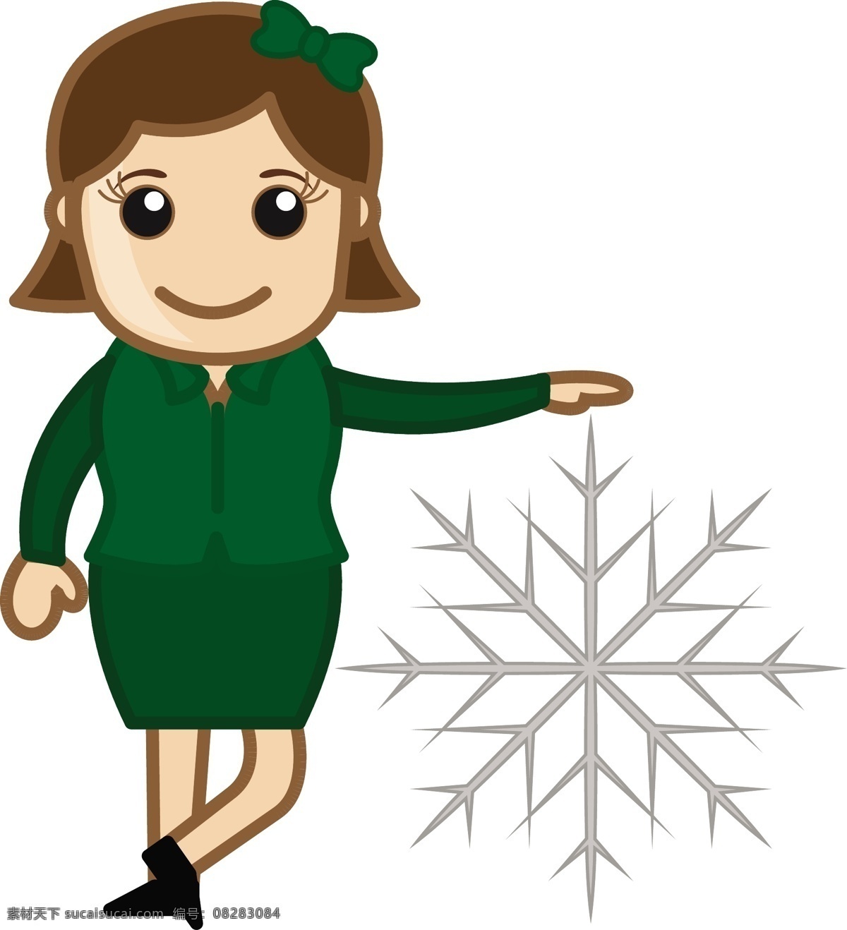 女人 站 小 雪花 矢量 矢量图 日常生活
