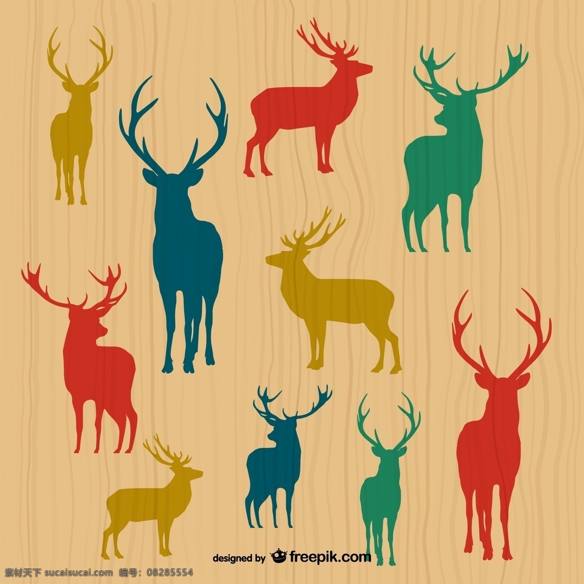 款 彩色 驯鹿 矢量 圣诞 新年 海报 淘宝 天猫 圣诞鹿 圣诞节素材 分层