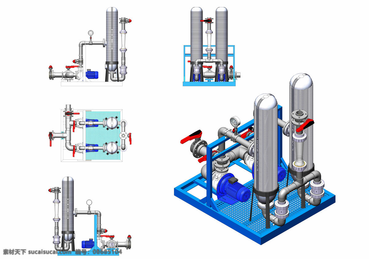 现场 海水 淡化 电气 工业设计 管道 3d模型素材 其他3d模型