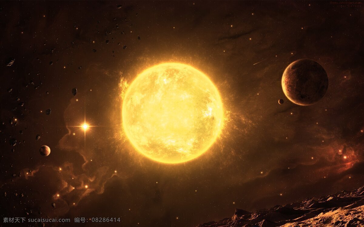 科幻 宇宙 太阳 背景 大气 太阳系 光芒 星球 海报 广告