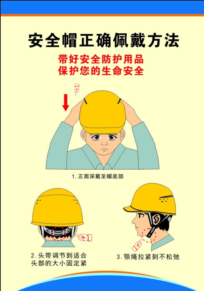 安全帽 佩戴 方法 卡通 卡通人物 安全帽佩戴