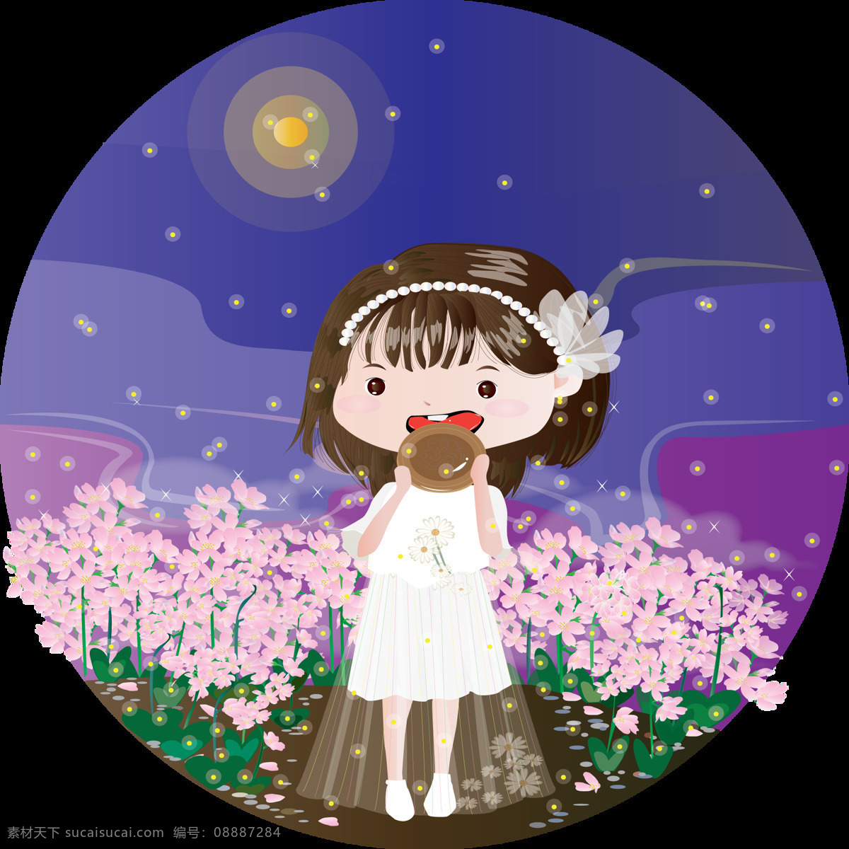 中秋节 恰 月饼 商用 元素 植物 卡通素材 装饰 节日 节日元素 女孩 女孩素材 花 花朵素材 月亮 萤火虫 人 卡通 手绘 装饰元素