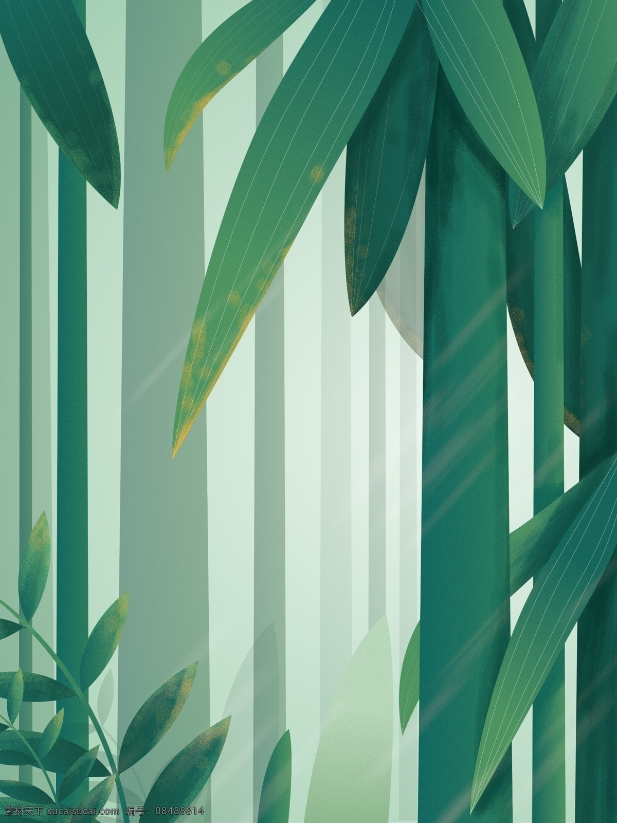 绿色 竹叶 竹林 插画 背景 卡通 彩色 创意 装饰 设计背景 海报背景 简约 图案