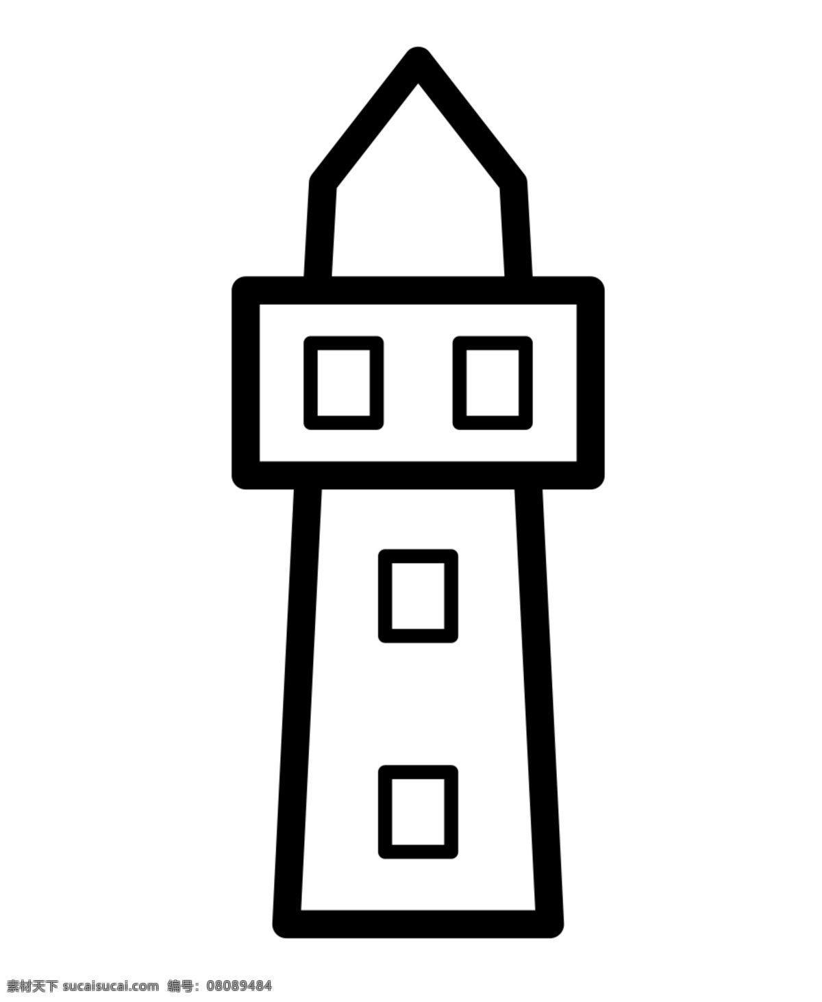 住房 房子 卡通 图标 黑色线描