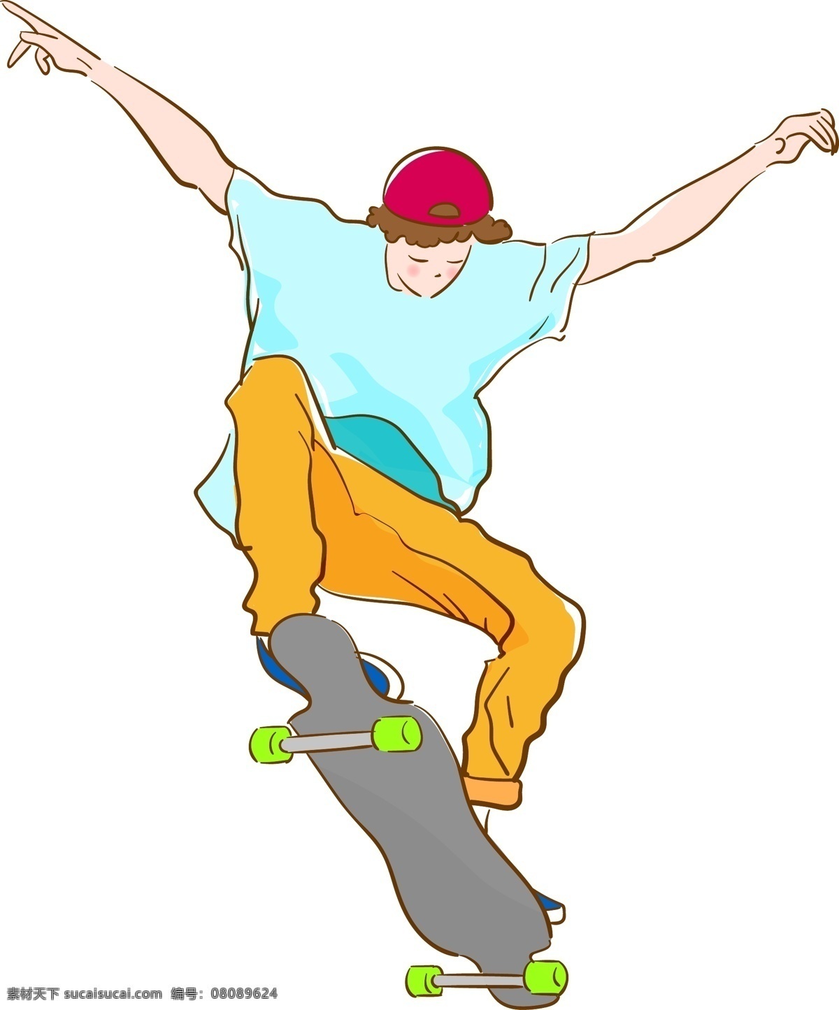 滑板 世界 日 青春 卡通 运动 元素 世界滑板日