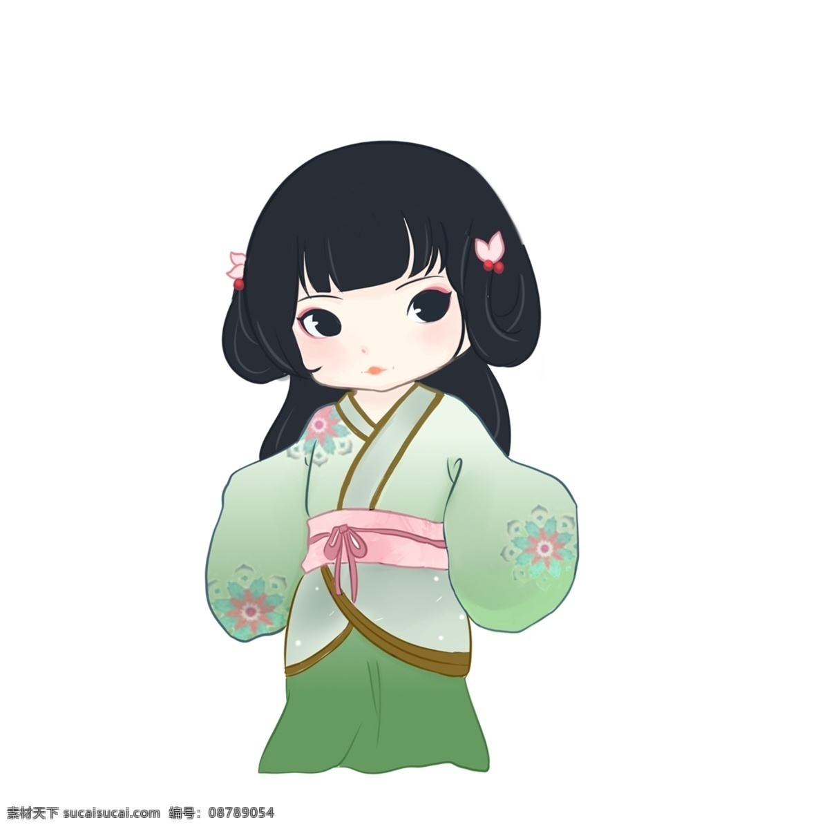 原创 古风 少女 商用 元素 可爱 娇小