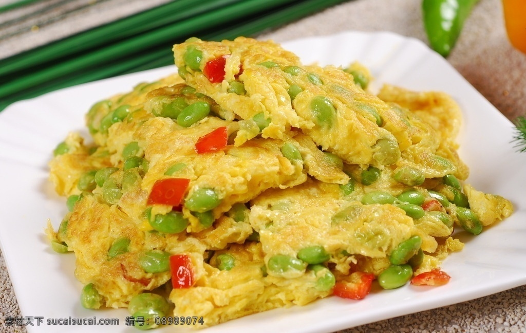 毛豆炒鸡蛋 餐饮美食 传统美食 美食 食品 摄影图 菜谱