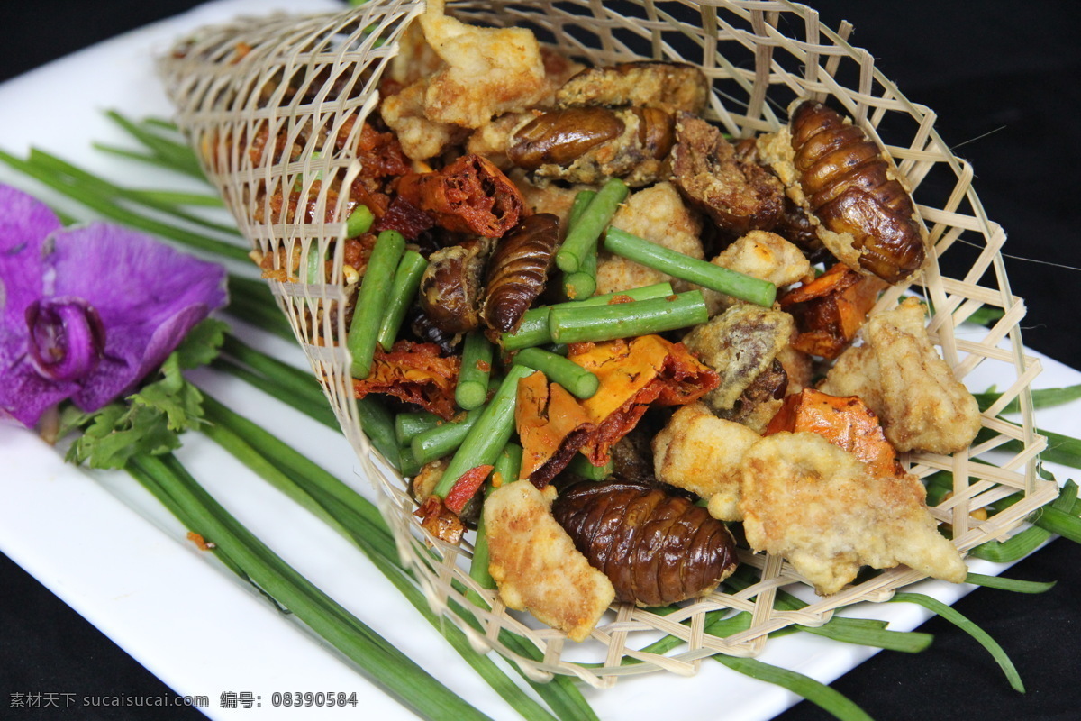 竹 夹 金 蚕 酥 爆 肉 餐饮美食 传统美食 蚕蛹 干炸肉 竹夹 香酥 矢量图 日常生活