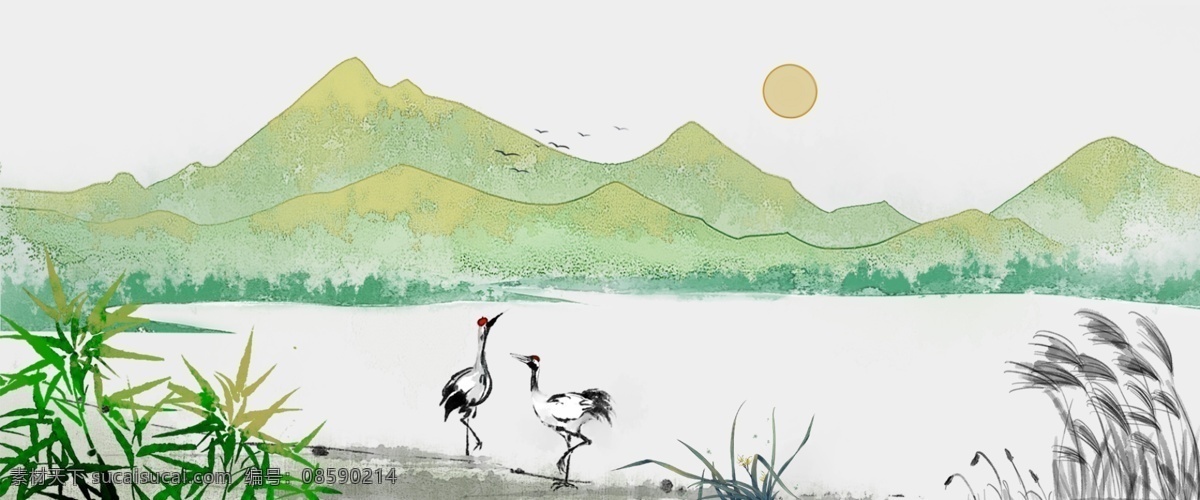 复古 风 灰色 海报 banner 背景 复古风 山水 淘宝 天猫 海报背景 psd源文件 渐变 太阳