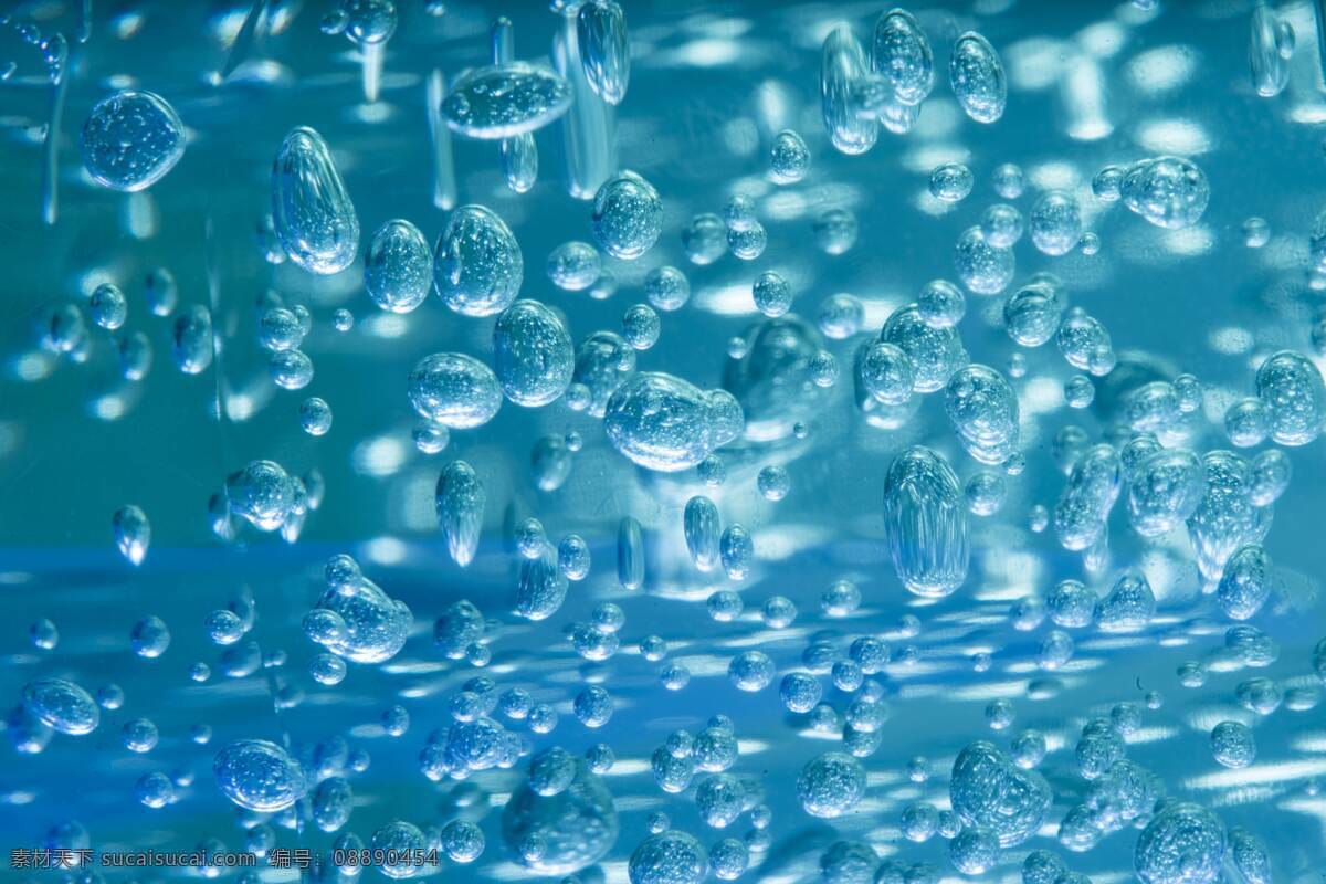 波子汽水图片 气泡 渐变 天蓝 水底 胶质 史莱姆 繁密
