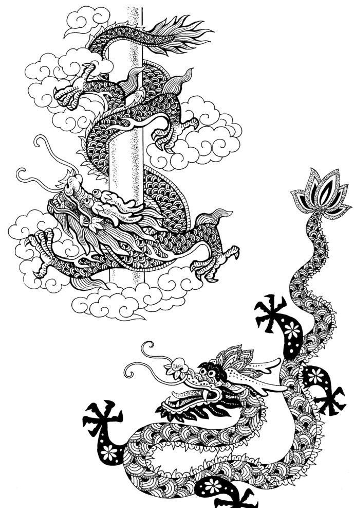 传统吉祥图案 吉祥图 传统图案 祥云 石柱 龙 传统文化 吉祥 图 花边花纹 底纹边框