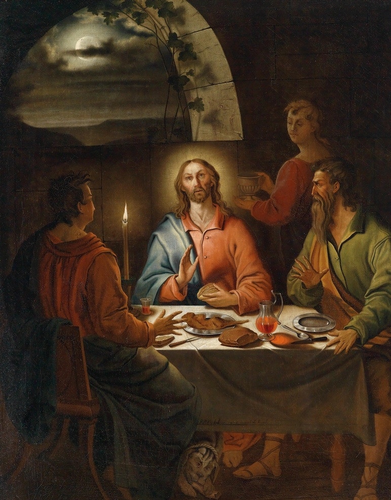 宗教油画 耶稣基督 圣经故事 乌云遮月 圣徙 用餐 19世纪油画 油画 绘画书法 文化艺术