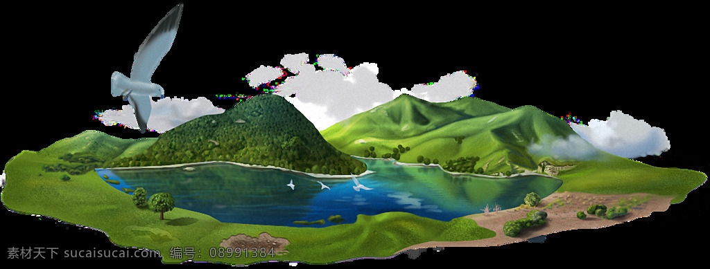 绿色 高山 湖泊 小岛 免 抠 透明 悬浮岛 沙滩风景 海滩风景 海浪 海洋 海面 椰子树 阳光沙滩 海边度假区 海星星 海边背景 海边沙滩 岛屿