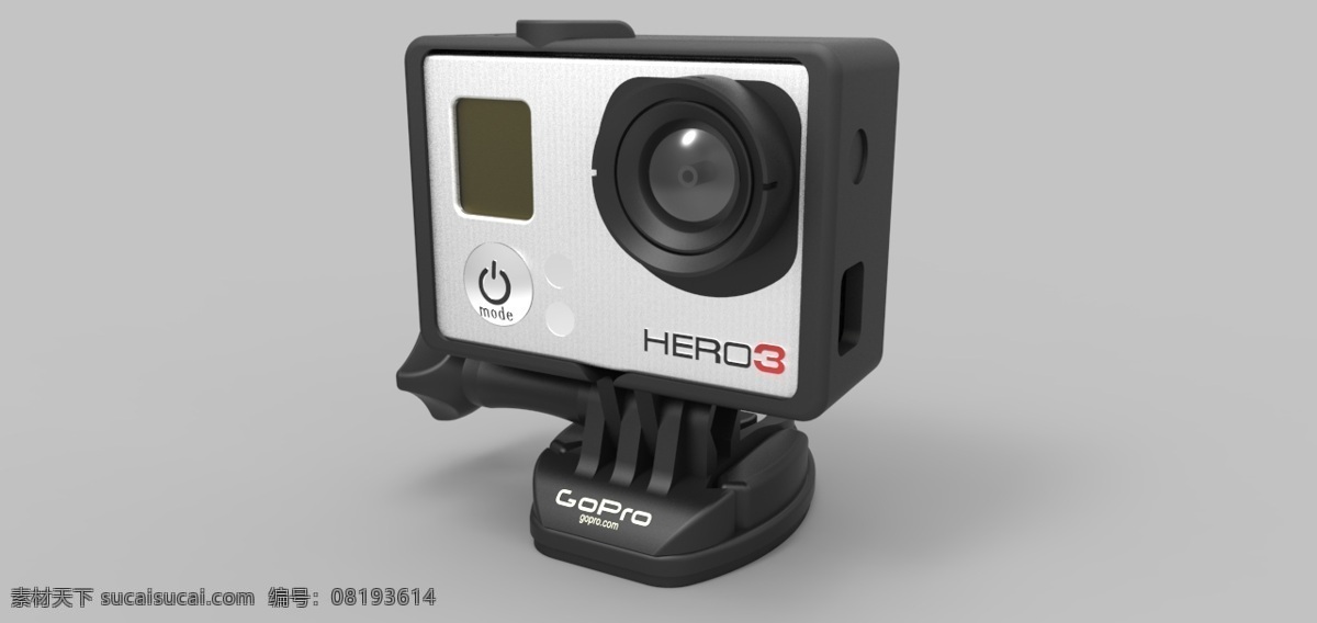 gopro 高清 英雄 相机 架 扁平 配件 山 hd hero3 3d模型素材 家具模型