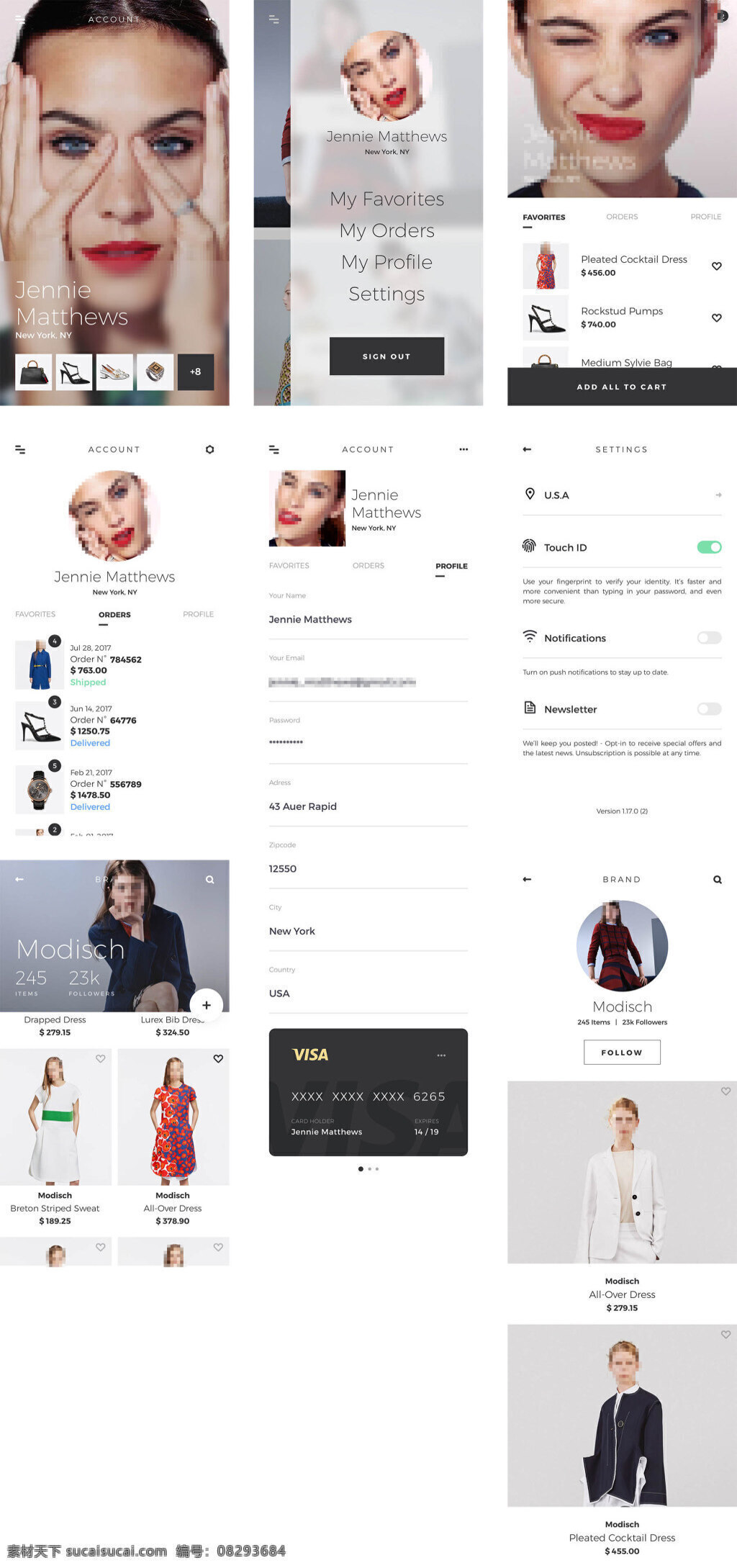 时尚 个人资料 应用 界面 sketch 个性 头像 个人中心 app 购物 应用界面 modisch 格式