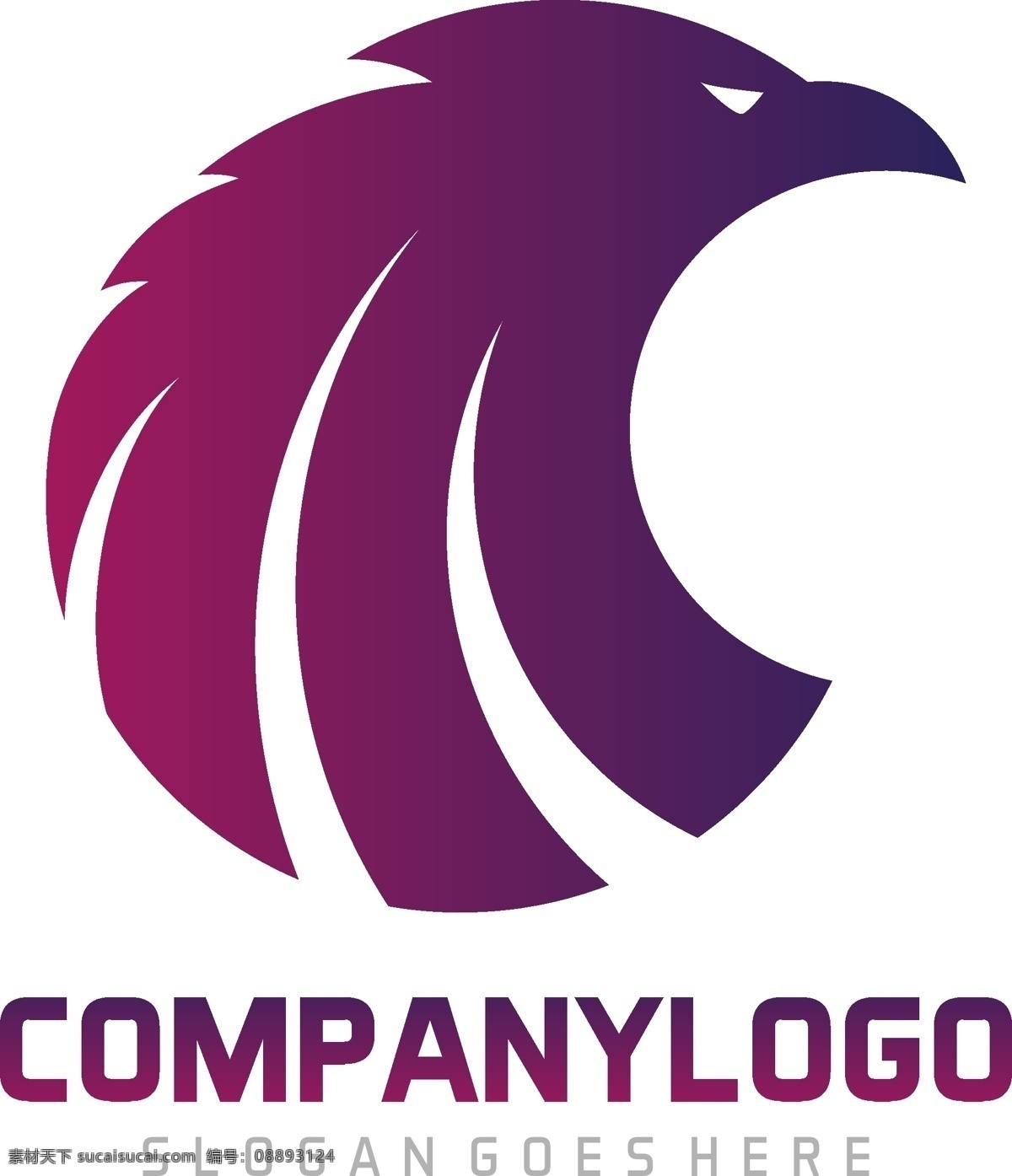 紫色 渐变 抽象 老鹰 头像 logo 模板 扁平化 logo模板 鹰 几何形状