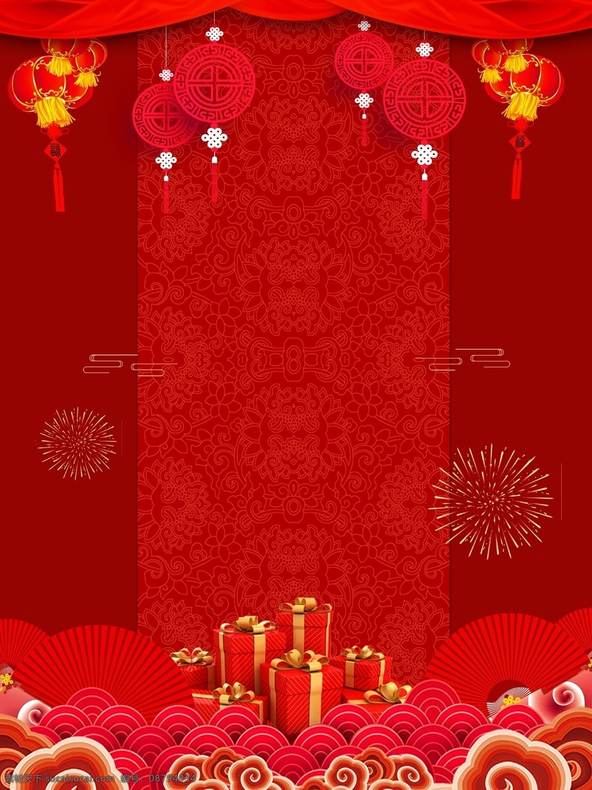 2019 猪年 灯笼 新年 宣传 背景 喜庆 红色 新年快乐 花朵 背景展板 猪年素材