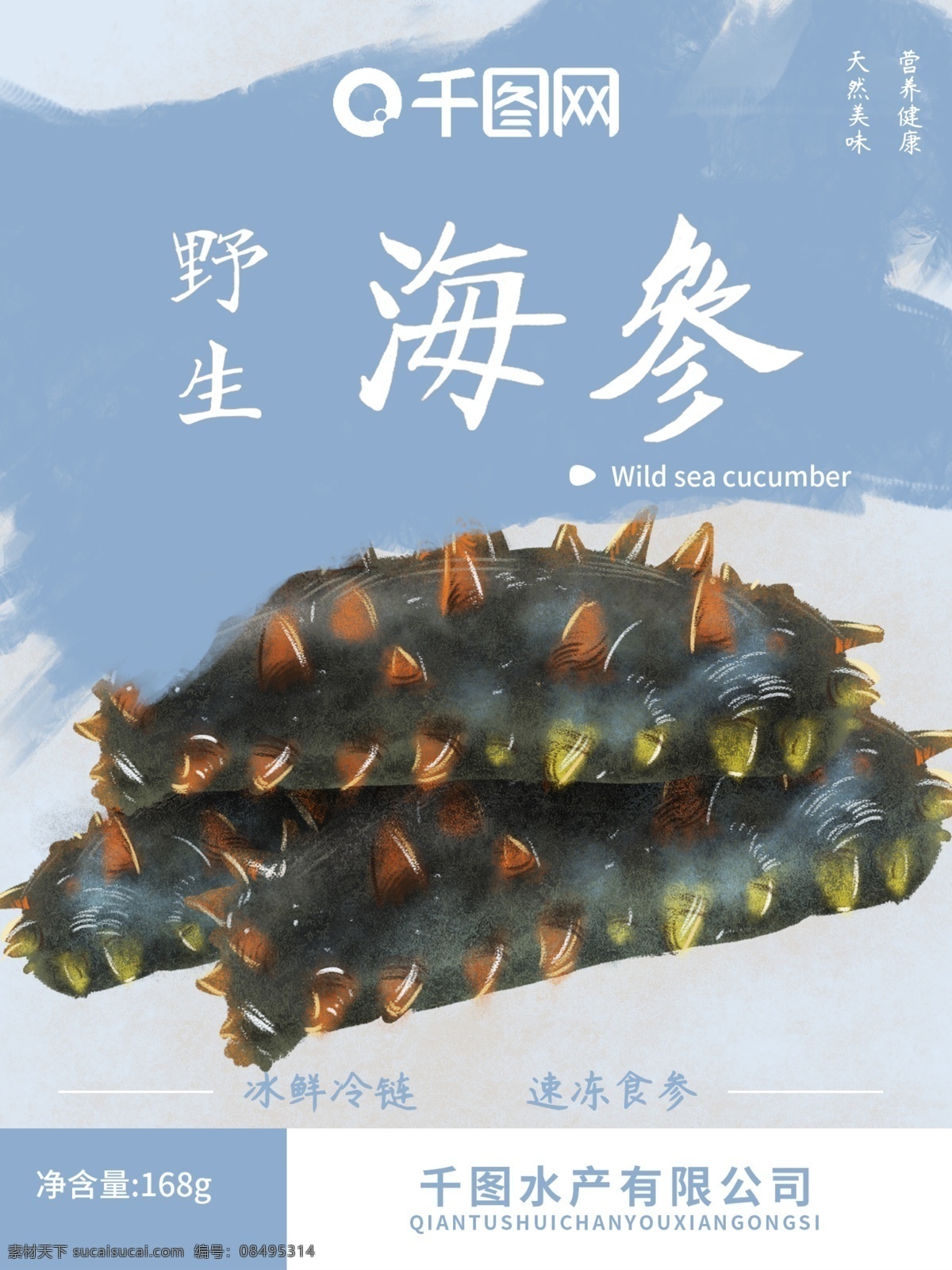 海鲜 海参 美食 小 清新 食品包装 插画 食品 包装 手绘