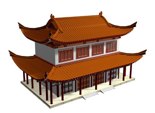中式 建筑 3d 模型 3d模型 建筑模型 中式建筑 中式建筑3d 3d模型素材 海报背景图