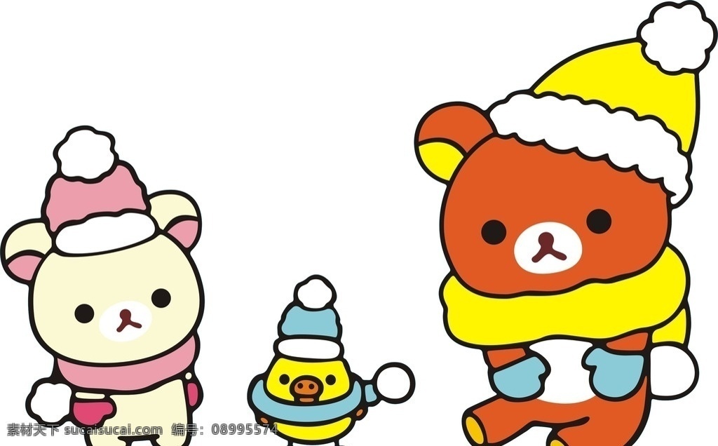 轻松熊 矢量图 儿童 儿童幼儿 矢量人物 矢量 卡通图 圣诞 小鸡