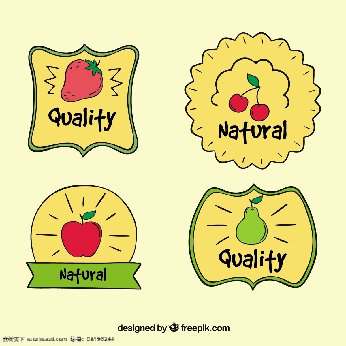 一包 手绘 水果 贴纸 食物方面 夏天 标签 热带 绘图 汁 天然 健康 吃 健康食品 质量 饮食 营养