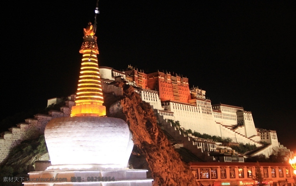 布达拉宫 西藏 拉萨 胜地 朝圣 夜景 白塔 国内旅游 旅游摄影