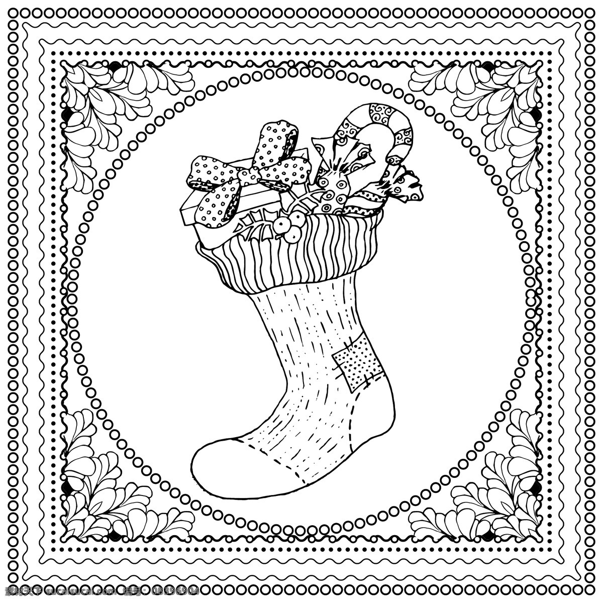 黑色 矢量 单色 插图 圣诞快乐 新年 快乐 圣诞节 色彩 曼 达拉 儿童 页面 白色 着色 年 花卉 图案 阿杜 尔