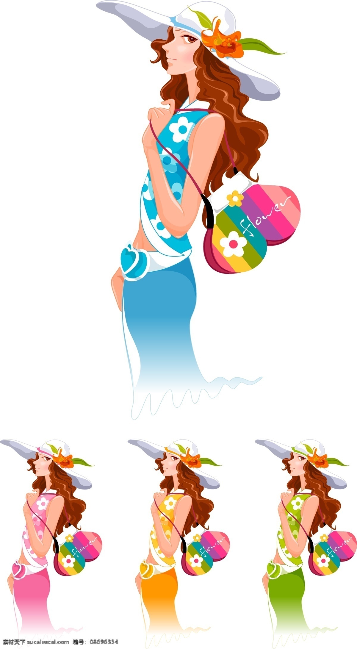 印花 矢量图 服装图案 人物 色彩 少女 五颜六色 印花矢量图 面料图库 服装设计 图案花型