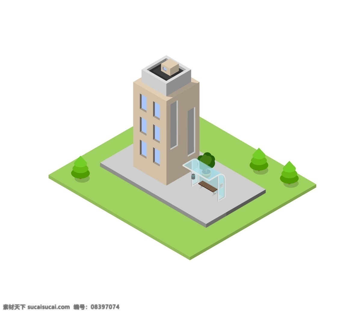 d 扁平化 建筑 插画 2.5d建筑 卡通插画 扁平化建筑 扁平化插画 房子插画 绿色的小草 美丽的建筑