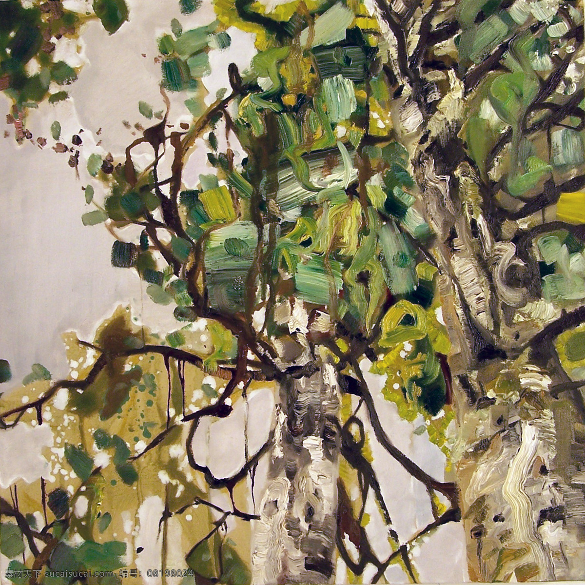 抽象 油画 参天大树 涂鸦品味 抽象油画 绘画书法 文化艺术
