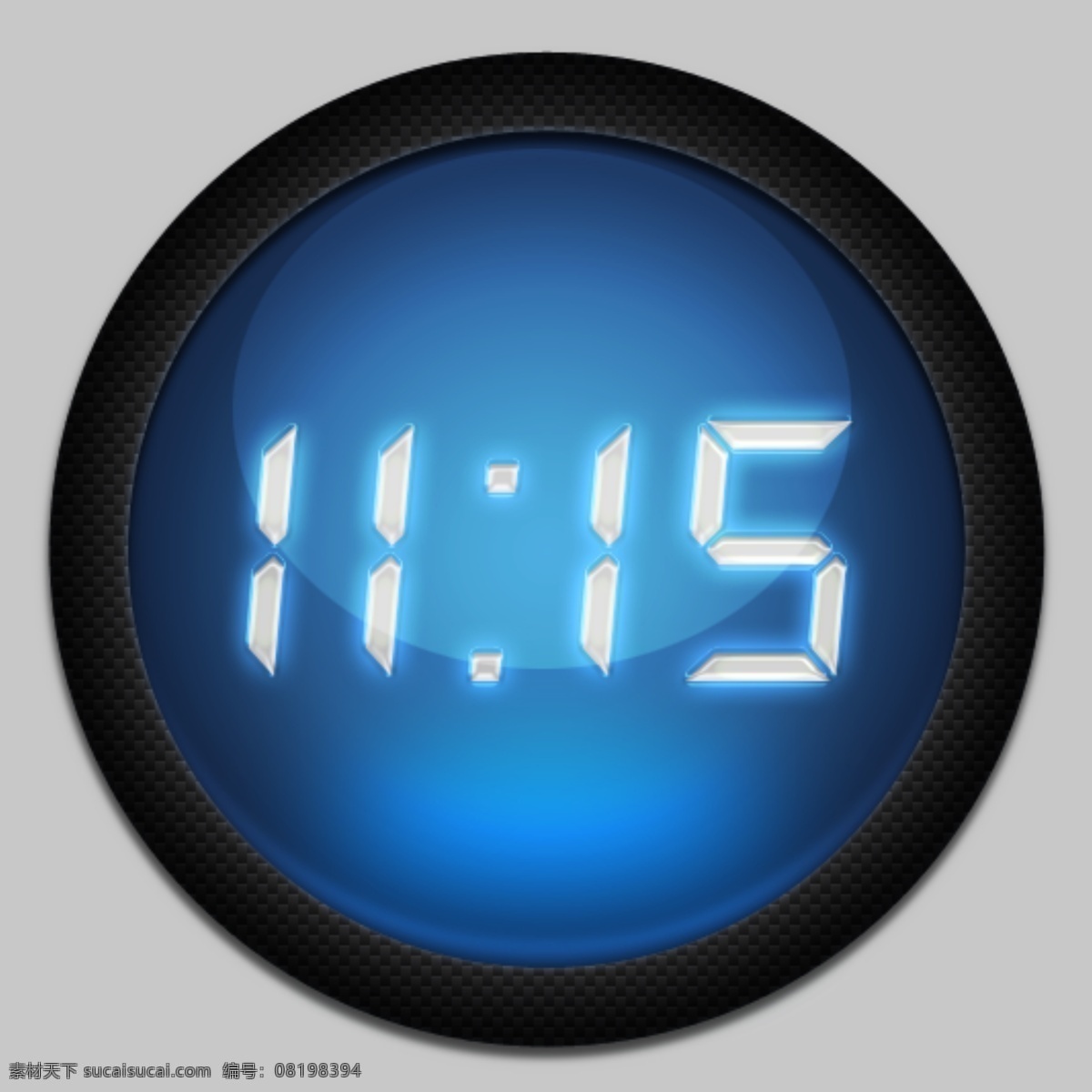时钟免费下载 蓝色 时钟 钟表 发光数字 psd源文件