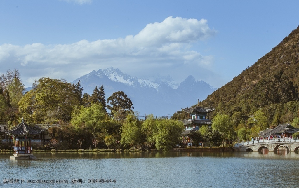 丽江 风景 黑龙潭 公园 丽江风景 黑龙潭公园 碧水蓝天 湖 白云 大山 景区 旅游摄影 国内旅游