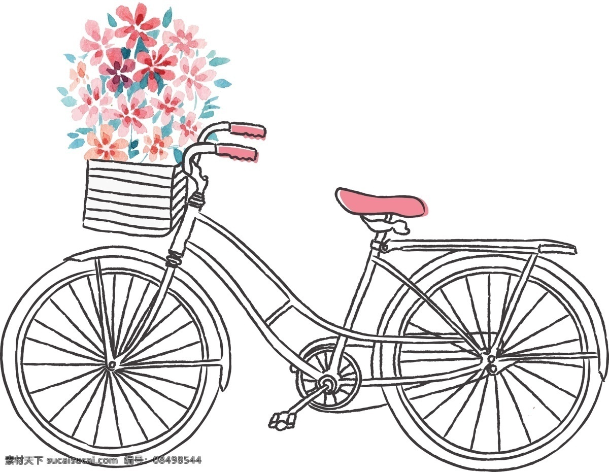 鲜花 自行车 爱情 单车 矢量 鲜花自行车 爱情单车 结婚单车 结婚自行车 爱情自行车 结婚庆素材 生活百科 体育用品