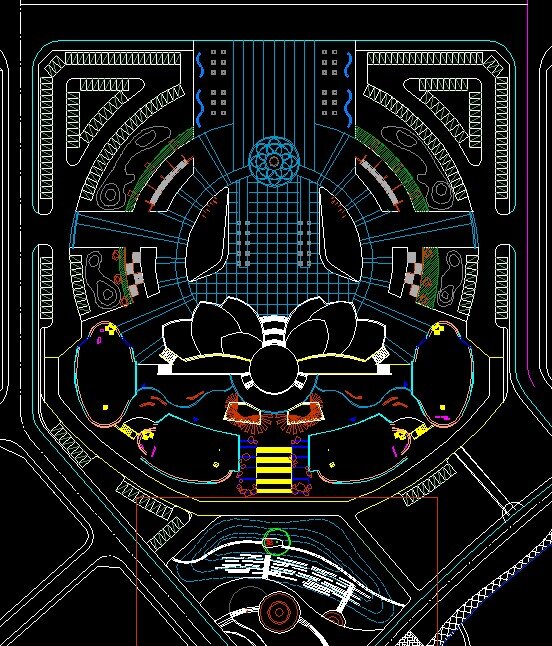 中心广场景观 广场 景观 总平面图 dwg 黑色