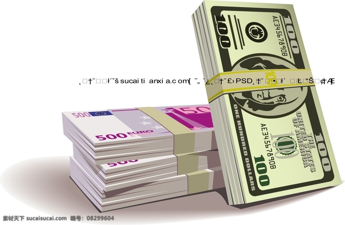 矢量 金融 钱币 钞票 金钱 美金 欧元 钱包 钱袋 密码箱 矢量图 商务金融
