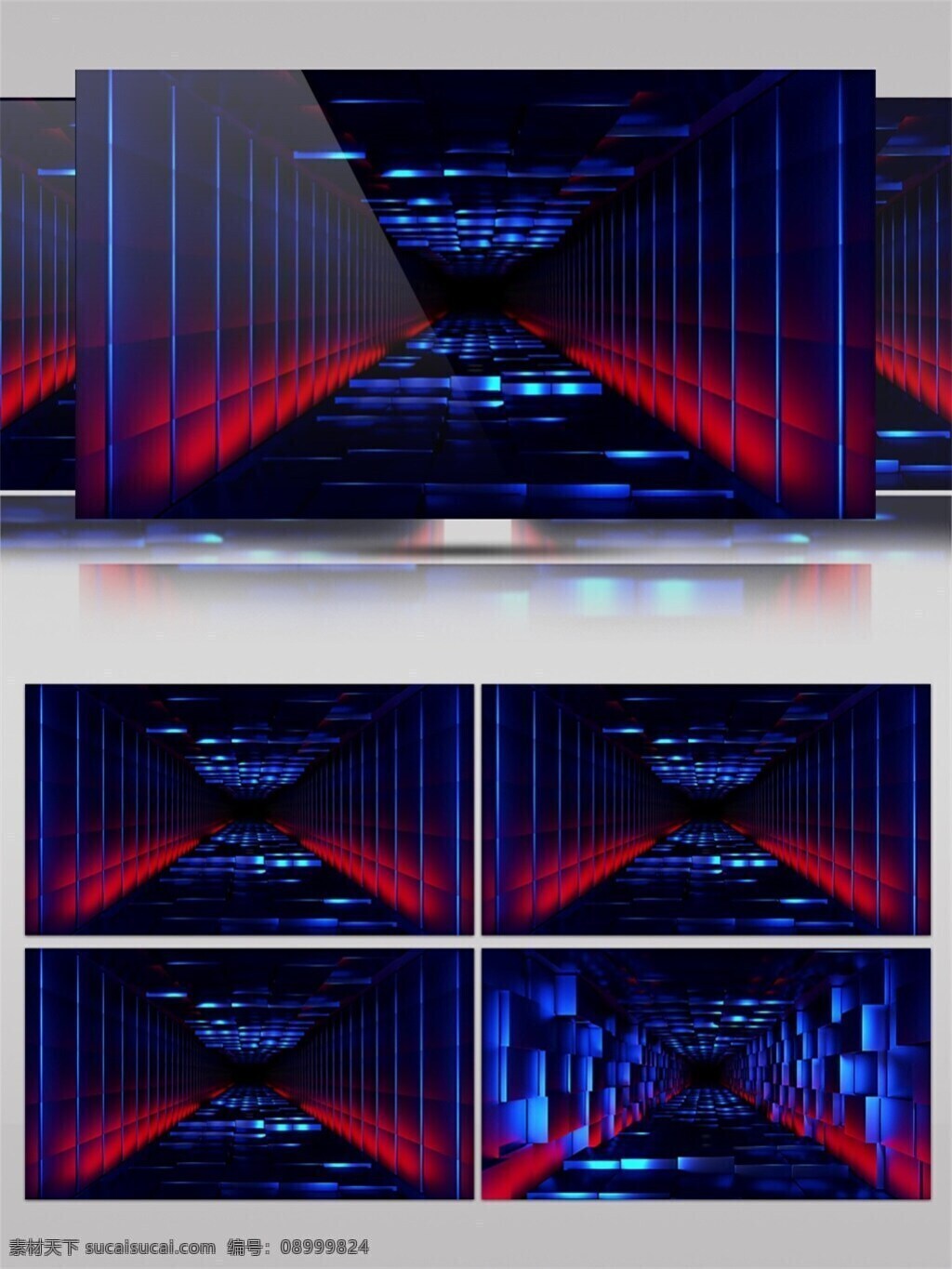 红 蓝色 科技 线条 走廊 高清 视频 科技蓝色 震撼大气 波纹走廊 视频素材 动态视频素材