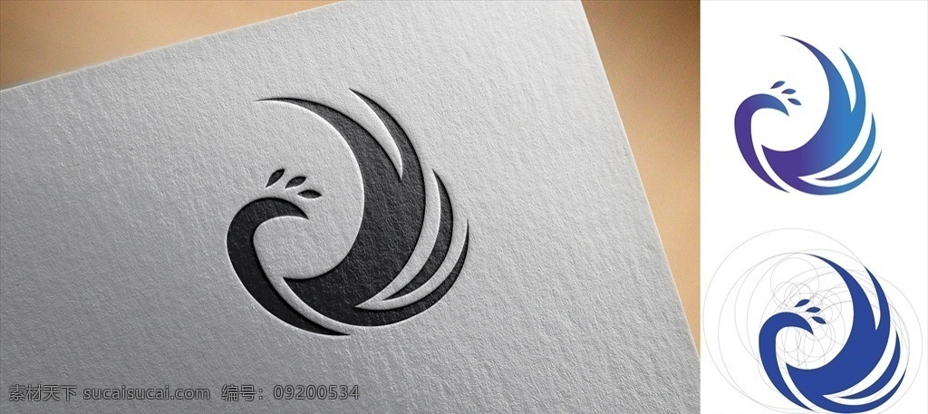 孔雀logo 孔雀 logo 东方 神鸟 凤凰 涅槃 logo设计