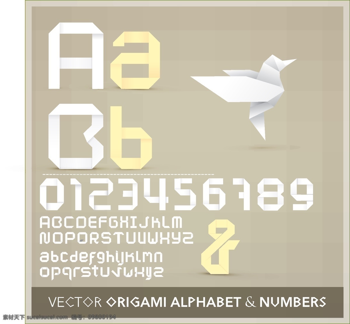 折纸 效果 字体 矢量 彩色字体 数字 小鸟 字母 矢量图 其他矢量图