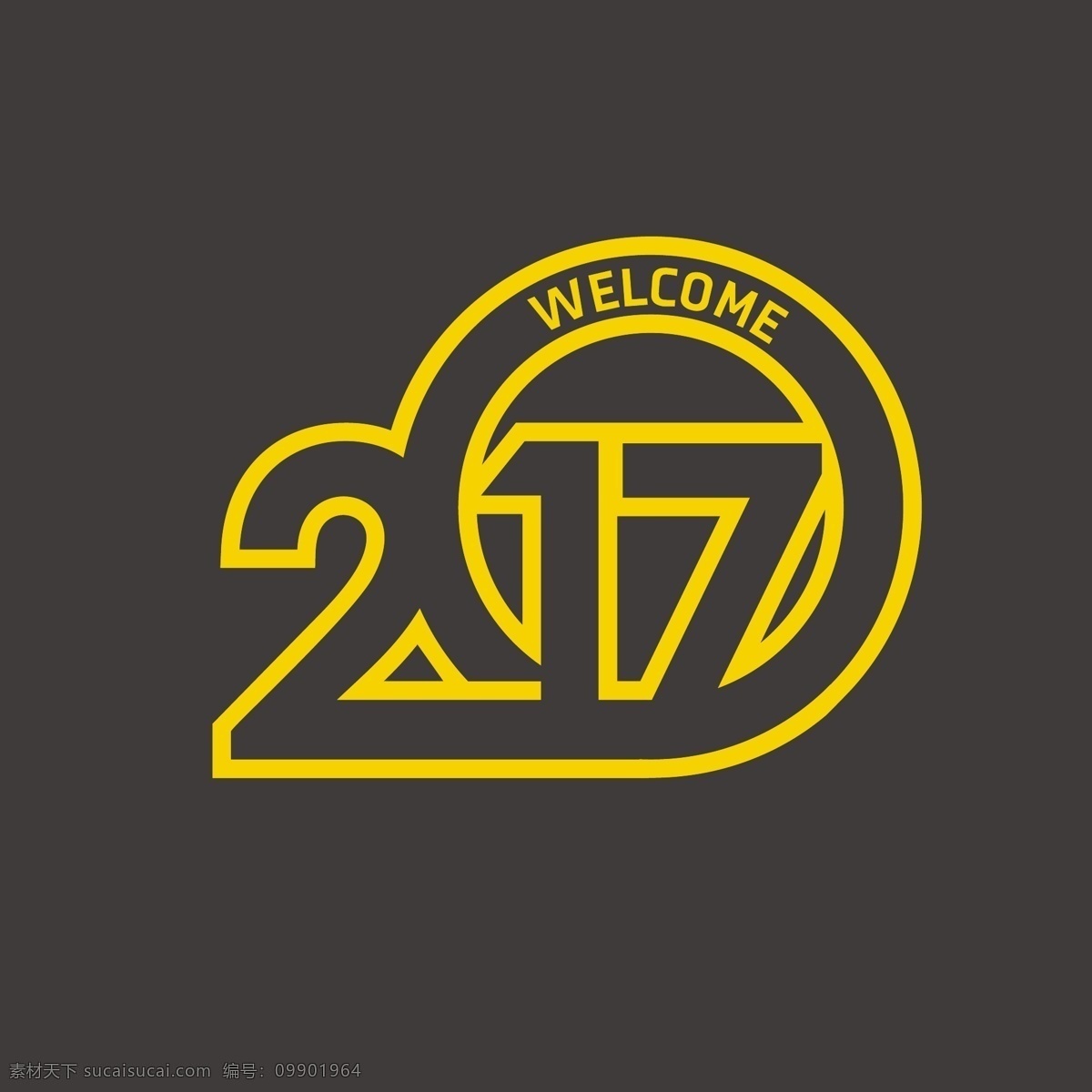 灰色 背景 2017 黄色 印刷术 派对 抽象 新年快乐 色彩 庆典 新的 数字 事件 节日 创意 装饰 现代 年 节日快乐 象征 庆祝