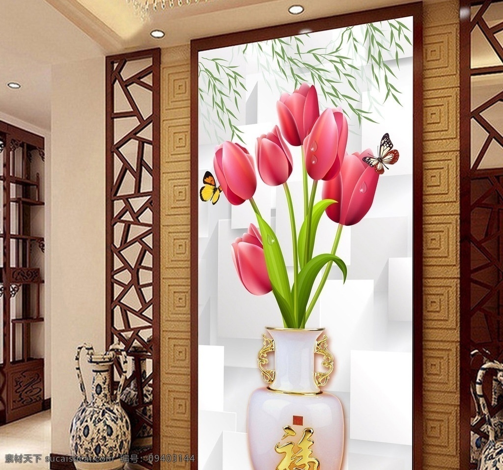 3d 花瓶 花开 玄关 中式玄关 古典玄关 3d玄关 立体玄关 玉雕玄关 时尚玄关 过道玄关 背景墙 中式屏风 隔断墙 装饰画 玄关画 移门图 墙画 壁画 文化艺术 绘画书法