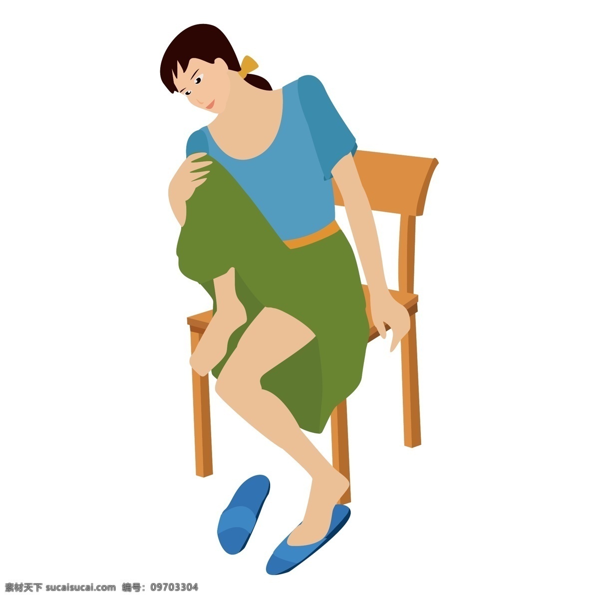 坐在 椅子 上 休息 女人 矢量图 休息的女人 拖鞋 夏季 居家 卡通 手绘 矢量