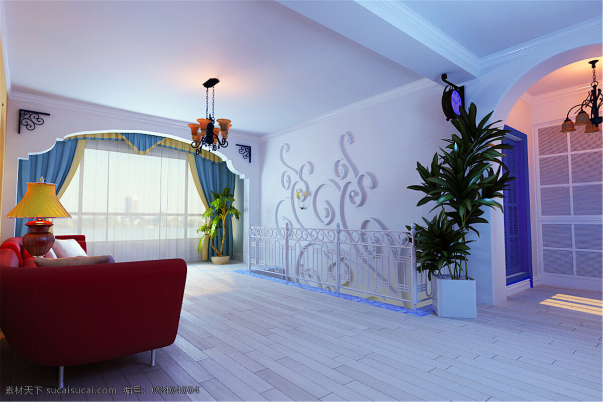 巴郎 田园 乡村 地中海 77 客厅 模型 灯具模型 家居家具 沙发茶几 时尚客厅 室内设计 客厅模型 蓝色