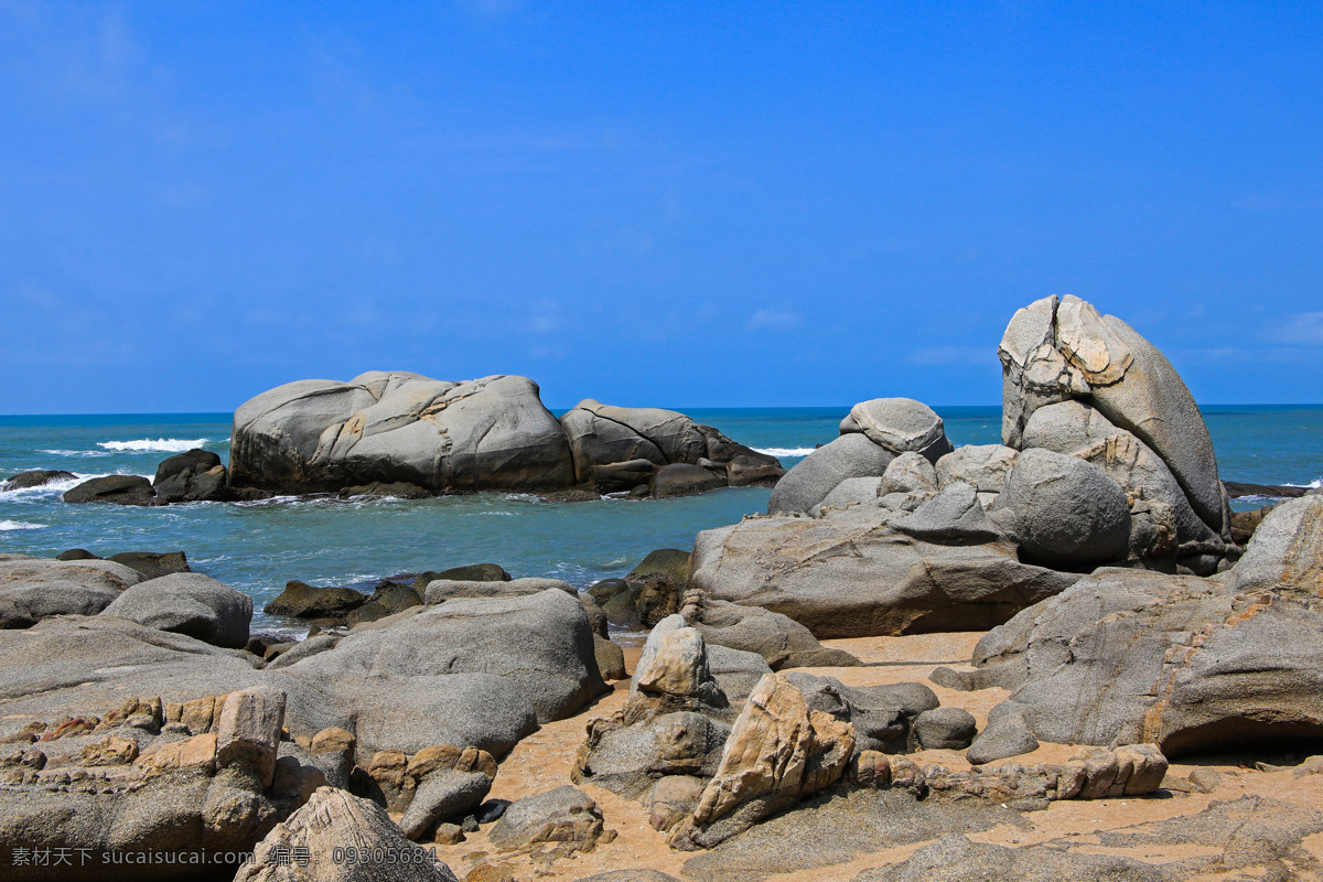 大小洞天 海南三亚 风景区 蓝天白云 椰树 海景 石刻 石头 海水 海边风景区 自然景观 自助游 国内旅游 旅游摄影