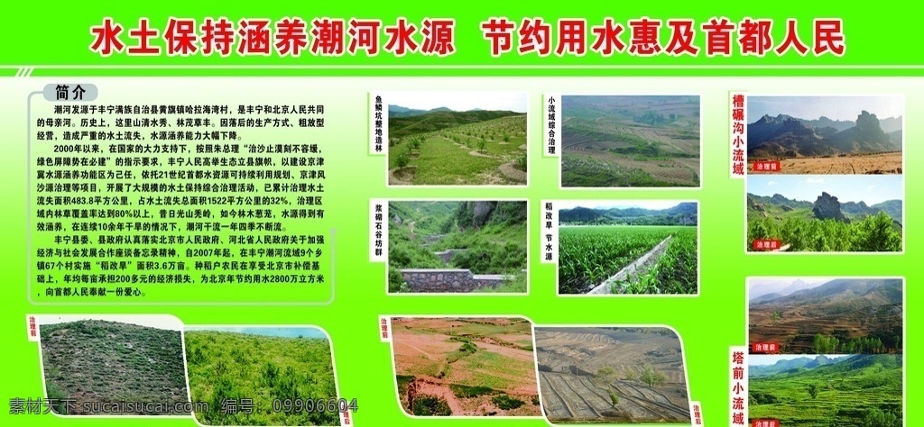 荒山水土治理 水土 水务 展板 绿色 保持 分层