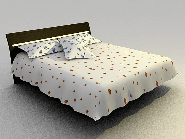 一个 小 碎花 床 3d 模型 simmon 软 wood