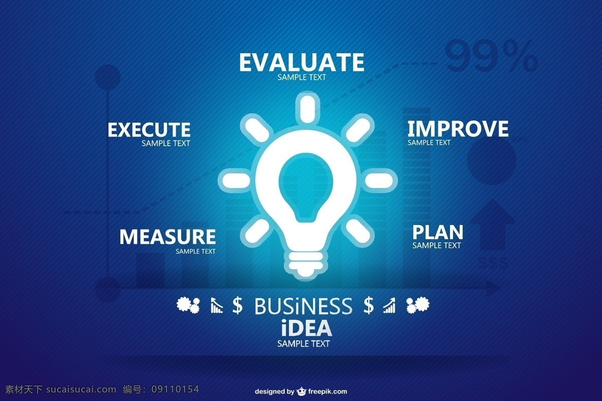 蓝色 商务 图表 灯泡 蓝色渐变背景 图标 斜纹背景 信息图 矢量 矢量图